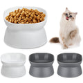 Clysee 4 Pieces Plastic Tilted Elevated Cat Bowls Raised Cat Food Bowls Cat Water Bowl Cat Dish Cat Elevated Feeding Bowl for Flat Faced Cats Kitten Kitty Pets Supplies (White and Grey)